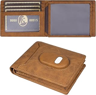 Genuine Leather Wallet for Samsung Galaxy SmartTag2: Slim Wallet Compatible with Samsung Tracker Tag - RFID Blocking Bifold Wallet with Gift Box (NO TAG)