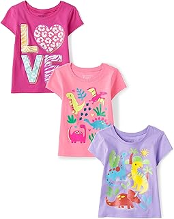 Baby Girls' and Toddler Unicorns,Butterflies,Trends Short Sleeve Graphic T-Shirts,3 Pack