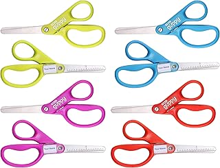 Stanley 5” Kids Scissors, Blunt Tip, Safety, Comfortable, For Left and Right Handed Use, For Office School Student Crafts, Assorted Colors, 8 Pack