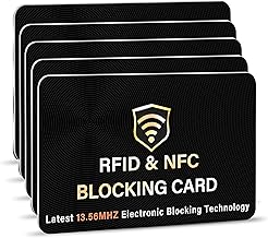 SaiTech IT 5 Pack RFID Blocking Card, One Card Protects Entire Wallet Purse, NFC Contactless Bank Debit Credit Card Protector ID ATM Guard Card Blocker–(Black)