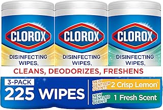 Clorox Disinfecting Wipes for Allergy Season, Bleach-Free, Multi-Surface Cleaner, Antibacterial, Fresh Scent & Crisp Lemon, 75 Count Each, Pack of 3