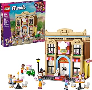 Friends Restaurant and Cooking School Toy Building Set - Restaurant Pretend Play Set for Kids, Girls and Boys, Ages 8+ - with 4 Minidolls, Cat Figure, and Scooter - Gift Idea for Birthday - 42655