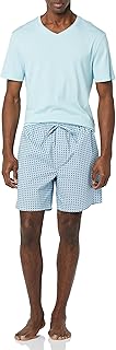 Men's Cotton Poplin Pajama Short with Cotton T-Shirt Set
