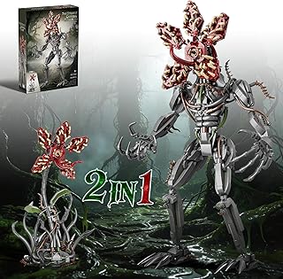 2 in 1 Strange Cannibal Flower Building Blocks Set 858PCS Lego Compatible Monster Plant Figure Kit Dark Fantasy Transformable Model Creepy Display Toy for 14+ Adults Gift