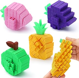 JOYIN 4 Pcs 3D Printed Fruit Fidget Toys, Make a Sound Flexible Desk Fidget Toy for Stress Relief, Boys Girls Kids Adults Birthday Gift Party Favors Stress Toys