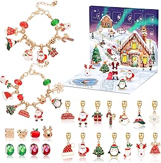 2025 Christmas Advent Calendar Bracelets, 24 Days Christmas Countdown Calendar with 2pcs DIY Charm Bracelets Kits,DIY Christmas Charm Bracelet Gifts