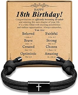 PEALICIOUS Cross Bracelet for Boys, Joshua Christian Grad Gifts for Teens, Philippians Confirmation Baptism Birthday Gifts for 9 10 11 13 16 18 21 Years Old Boy, Soccer Baseball Basketball Accessories