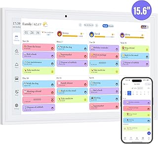 OcePor 15.6 Inch Digital Calendar, Electronic Calendar Chore Chart, Smart Calendars Wall 1920 * 1080 Full HD Interactive IPS Touchscreen for Family Planner,Task (White)