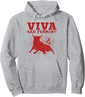 Viva San Fermín, Spanish bull running, Pamplona 2025 Pullover Hoodie