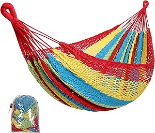 Handwoven Mayan Hammock - Portable Family Size With Carry Bag, Multi-Color for Travel, Camping, Backyard, Porch, Outdoor or Indoor Use (Colorful)