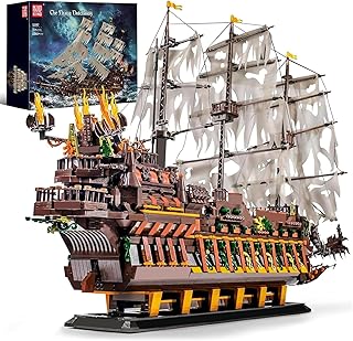 Large Pirates Ship Model Building Blocks Kits, MOC Dutchman Building Block Pirate Ship Construction Set to Build, Toys Gift for Age 14+/Adult Collections Enthusiasts (4364+Pieces)