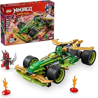 NINJAGO Lloyd's Pull-Back Race Car Toy - Building Toy for Pretend Play for Boys and Girls, Ages 7+ - Toy Car for Kids with 2 Minifigures - Gift Idea for Birthdays - 71828