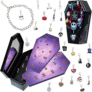 The Nightmare Before Christmas Jewelry Advent Calendar 2025 for Girls Teens Women Charms Bracelet, Christmas Calendar, Gifts for Her (Black Jack Bracelet and Charms)