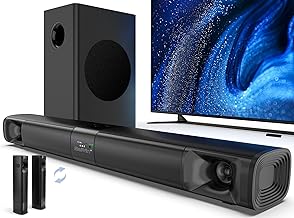 Sound Bar for Smart TV with Subwoofer, 100W Detachable Soundbar Home Theater Surround Sound System for TV with Horn Tweeter, Adjustable Bass and HDMI-ARC/Bluetooth Optical/AUX/Connection