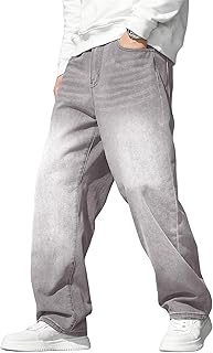 Men's Baggy Jeans Wide Leg Skater Hip Hop Denim Pants Loose Fit Streetwear