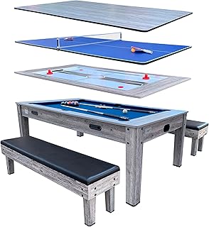 Luxor 7.5-Foot 4-in-1 Multi-Game Swivel Pool Table - Billliards/Pool, Ping Pong, Hockey & Dining