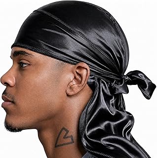 Superior Silk Durag - Smooth Silk Durag for Men & Women, Long Double Wide Straps, Outside Seam Triple Stitch Du Rag