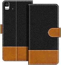 Leather Flip Wallet Case Compatible with BQ Aquaris E5 Phone Cover with Card Holders, RFID Blocking, Magnetic Closure & Kickstand (Black)