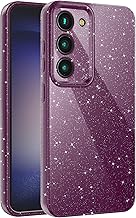 CUZMIGO Sparkly Case for Samsung Galaxy S23, Cute Neon Bright Color Phone Cases for Women Girls, Glitter Shiny Bling Slim Fit Soft TPU Shockproof Cover with Camera Protection, Dark Purple