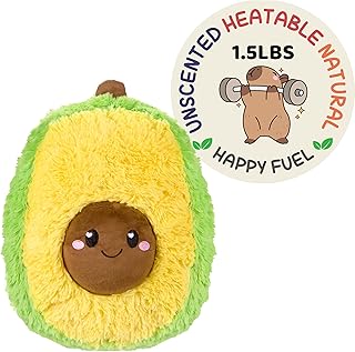 Avocado Microwavable Unscented 1.5 lbs Heating Pad For Women And Kids- Cute Soft Cozy Pillow Plush Heatable Warm Stuffed Animals- Kawaii Hot And Cold Plushie Food Toy- Avocado Gifts For Girls And Boys