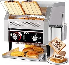 PYY Commercial Conveyor Toaster 300pcs/h - Electric Conveyor Belt Toaster for Toast, Bun, Bagel, Bread, Heavy Duty Stainless Steel Toaster Oven for Restaurant, Bakery, Buffet Use