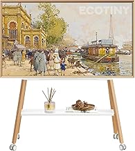 Rolling TV Stand for 49 to 75 Inch TV up to 40 kg, Easel TV Stand with Metal Structure and Wooden Shelf, Moveable TV Cart on Wheels for Business, Office, School, Home, White
