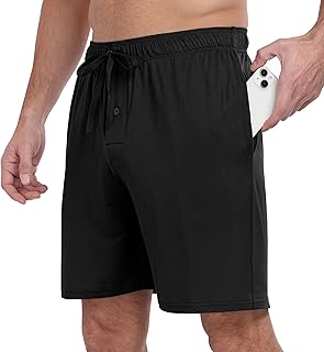Mens Pajama Shorts Soft Bottoms - Stretchy, Lightweight, Comfortable with Pockets