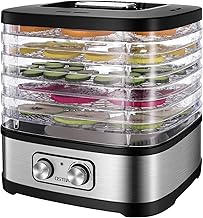 OSTBA Food Dehydrator, Dehydrator for Food and Jerky, Fruits, Herbs, Veggies, Temperature Control Electric Food Dryer Machine, 5 BPA-Free Trays Dishwasher Safe, 240W, Recipe Book Included