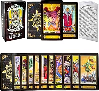 Tarot Cards Deck, 78 Holographic Classic Tarot Cards with Surface Laser with English Edition Guidebook for Beginners (English Edition)