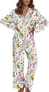 Ekouaer Pajamas For Women Set Silk Pjs 2 Piece Satin Sleepwear Long Sleeve Button Down Lounge Sets With Pant