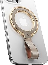 [2026 Premium Leather] Magnetic Phone Grip for MagSafe [Longest Durable] Adjustable Phone Ring Kickstand w/Leather Loop Compatible with MagSafe Accessories&iPhone 17 Air 16 15 Pro Max Greige