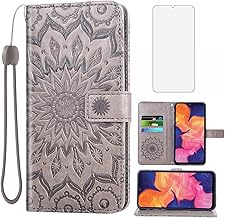 Phone Case for Samsung Galaxy A10e Wallet Cases with Tempered Glass Screen Protector and Leather Magnetic Flip Cover Card Holder Stand Cell Accessories Glaxay A 10e Gaxaly 10ae S102DL Women Men Gray