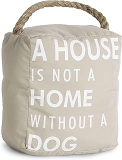 Pavilion Gift Company - Open Door Decor 5" x 6" Tan Door Stopper A House is not a Home Without a Dog