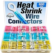 600Pcs Heat Shrink Wire Connectors Electrical Kit - Oiojuct Marine Automotive Crimp Terminals Assortment, Waterproof Ring Fork Spade Electrical Butt Connector