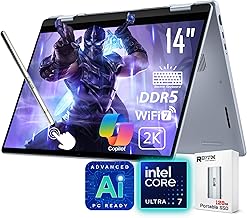 14 Plus 2-in-1 AI Ready Laptop, 14" 2K Touchscreen, Core Ultra 7 256V(>i9-12900K), Copilot+ PC, Backlit Keyboard, WiFi 7, Thunderbolt 4, Windows 11 Home,Ice Blue(16GB 8533 MHz DDR5 RAM | 1TB SSD)