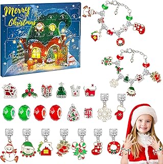 Christmas Advent Calendar Bracelets,Charm Braceket Making Kit for Girls 24 Days Xmas Valentine's Day Countdown Gift with DIY Jewelry for Girls Teens Women