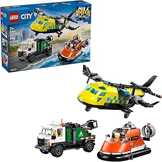 City Airplane, Service Truck & Hovercraft Remix Building Toy for Kids - Mix & Match Emergency Vehicle & Truck Toys for Pretend Play - Gift Idea for Boys & Girls, Ages 7+ - 60505