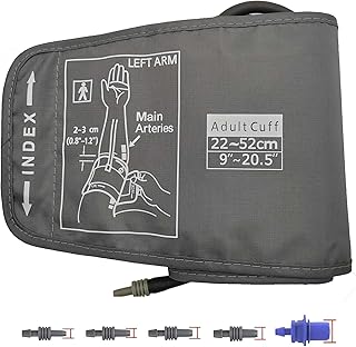 Extra Large Cuff Compatible with Omron 9"-20.5" Inches (22-52CM) XL Blood Pressure Adult ARM BP Replacement Cuff for Big ARM, Grey (Extra Large+ 5 Connectors)