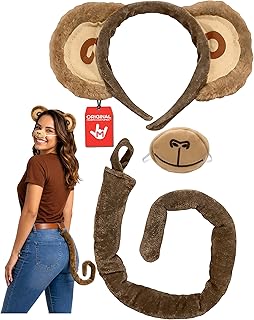 Monkey Ears and Tail, Monkey Tail, Monkeys Hat For Adults, Crazy Hats Day, Animal Costume Adult, Monkeys Costume Adult