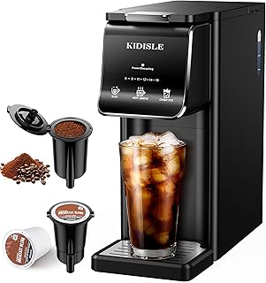 Hot & Iced Single Serve Coffee Maker for K Cup & Grounds, 6–16oz Brew Sizes, 40oz Water Tank, Reusable Pod Filter, Easy-to-Use for Home, Office, Dorm, Black