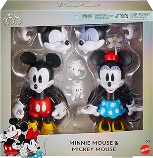 Disney 100 Collectible Action Figures Mickey and Minnie Mouse, Posable Characters, Swappable Head & Hands, Soft Good Elements