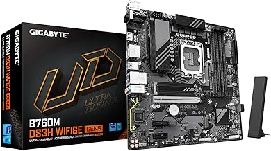 B760M DS3H WIFI6E GEN5 Intel LGA 1700 mATX Motherboard, Supports Intel Core 14th/13th/12th Gen, DDR5, 6+2+1 Power Phase, 2X M.2, PCIe 5.0, USB-C, WIFI6E, 2.5GbE LAN, PCIe EZ-Latch
