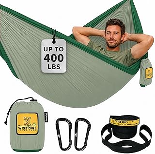 Wise Owl Outfitters Camping Hammock – 500lbs Portable Hammock with Tree Straps - Travel, Backpacking, Hiking, Outdoors Camping Gear - Single or Double