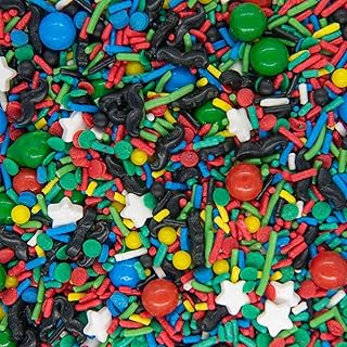BakeBright Super Mario Sprinkles - Edible Super Mario Birthday Decorations for Vibrant Cake Cupcake Toppers Mario Luigi Toad Themed Celebrations Star & Mustache Sprinkles, Made in USA