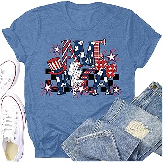 USA Shirt for Women American Flag T-Shirt 4th of July Patriotic Tee EST. 1776 Print Tops