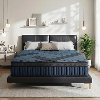 Queen Mattress 12 Inch - Firm Hybrid, Heavy-Duty Sag-Resistant Pocket Coils & Nebulign Cooling Foam, for Stomach Sleepers & Heavier Couples, Fiberglass-Free, 365-Night Trial