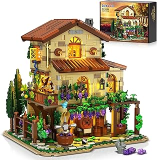 Winery Chateau House Building Set with Lights, Cozy Autumn Vineyard Castle Display Model for Adults, Home Decor Collectible Building Kit, Relaxing Desk Decor Gifts for Women Men Teens (1826PCS)