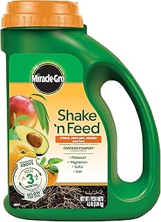 Miracle-Gro Shake 'N Feed Citrus, Avocado, Mango Plant Food, For Container and In-Ground Plants, Citrus, Avocado and Mango Trees, 4.5 lbs.