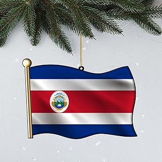 Customize Christmas Ornaments - 3" Acrylic Christmas Ornament 2D Flat Acrylic Costa Rica Flag Hanging Accessories for Car Fireplace Hanging 2024 Patriotism Gift Xmas Gifts for Children Home Decor