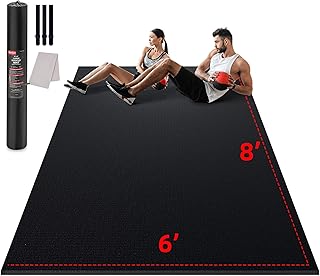 GymCope Large Exercise Mat for Home Workout,12‘x6’/10'x6'/9'x6'/8'x6'/7'x5'/6'x4' (7mm) Extra Thick Workout Mat, High-Density Gym Mat for Cardio, Jump Rope, MMA, Weights (Shoe-Friendly)